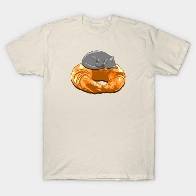 Croissant Grey Cat T-Shirt by CCDesign